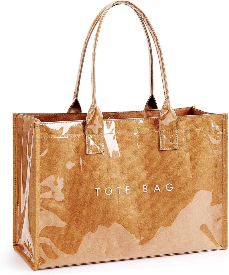 KALIDI FANCY FOREST KALIDI PVC Tote Bag Women’s Kraft Paper Work Handbags Purses with Top Handle - Image 1